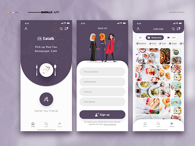 EATALK - app to invite friends to go out to a restaurant app chat coffee eating friends invite map meal outdoor rating restaurant ui