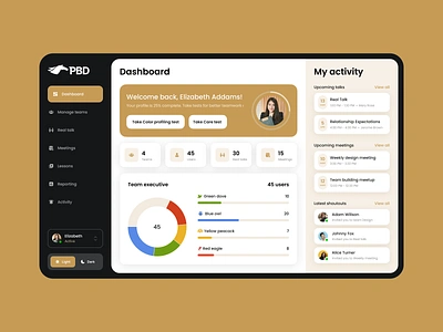 Dashboard concept for healthy team cultures activity business coaching culture code dasboard design leadership lessons manage team meetings motivation profiling sapienix team team cultures teamwork ui ux web welcome