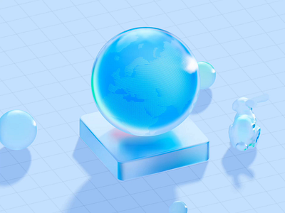 Glass Earth 3d animation ball blue crystals design earth glass light spline ui
