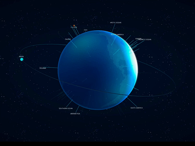 Visualizing the technological earth 3d animation ball blue circle design earth revolve around space spline star technological earth ui