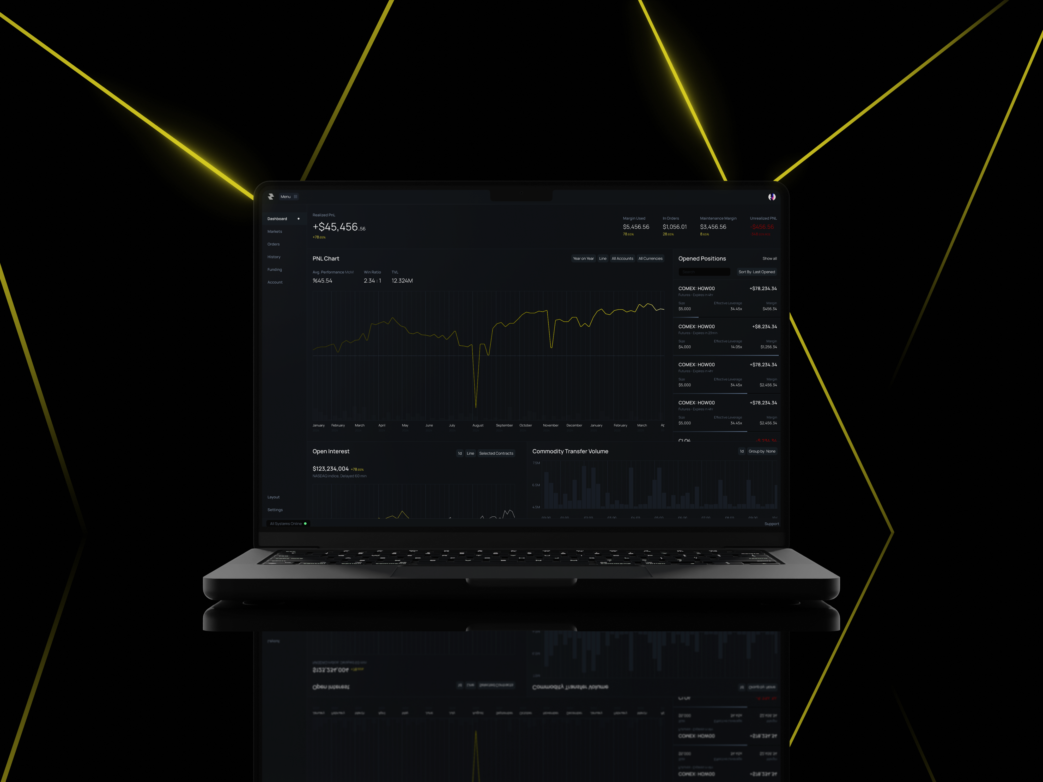 Trading Dashboard blockchain crypto dark theme dashboard desktop finance graph stocks trading ui web3 yellow