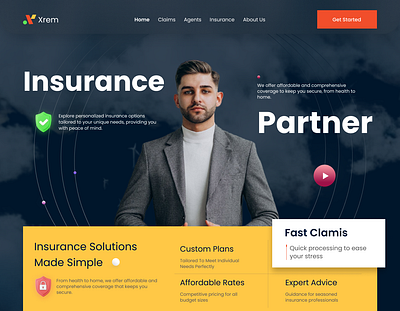 Health Insurance - Dark Website agent clean consultant dark dark website design figma design finance health insurance investment landing page ui ux webdesign website