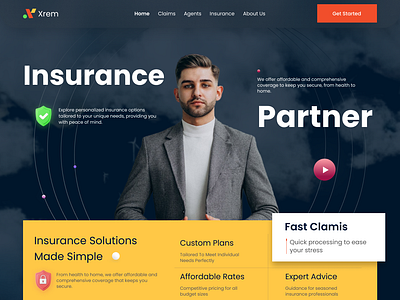 Health Insurance - Dark Website agent clean consultant dark dark website design figma design finance health insurance investment landing page ui ux webdesign website