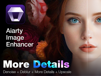 Aiarty Image Enhancer - 32K Upscale, Deblur, Add More Details graphic design ui