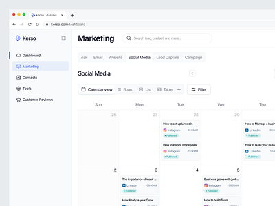 Kerso - CRM [Marketing] clean crm crm marketing crm social media management dashboard management marketing modern social media social media management