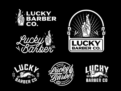 Lucky Barber Co. badge badge design barber barbershop brand design branding branding design graphic design illustration logo logotype typography vector visual brand visual identity