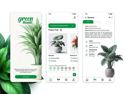 Green Thumb – Mobile Application UI creativeprocess dribbble graphic design green thumb mobile application mobile ui ui user experience user interface ux