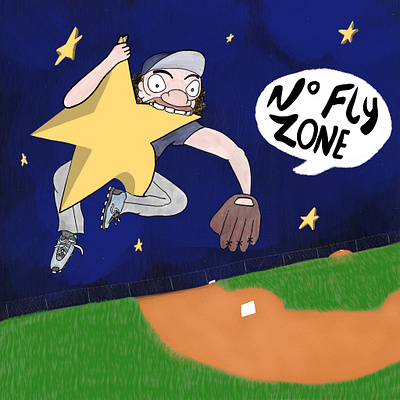 No Fly Ball Guy baseball character design illustration stars