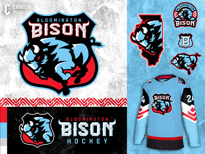 Bloomington Bison bison bloomington bloomington bison buffalo hockey illinois jersey logo sports design team