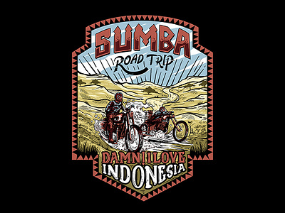 Sumba Road Trip - DAMN! I Love Indonesia apparel apparel design artwork automotive badge design concept art digital art fashion graphic illustration kustom kulture motorcycle motorcycle illustration t shirt