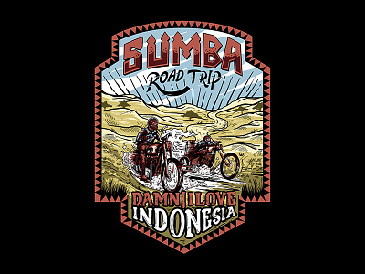 Sumba Road Trip - DAMN! I Love Indonesia apparel apparel design artwork automotive badge design concept art digital art fashion graphic illustration kustom kulture motorcycle motorcycle illustration t shirt