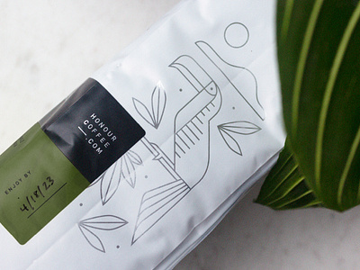Honour Coffee Packaging — Illustration Details blend canopy coffe coffee bag illustrations jaguar linework minimal packaging sloth spot illustrations tucan