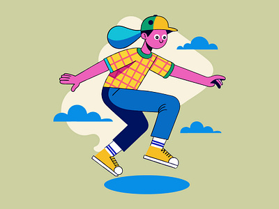 Jump Illustration animation design flat illustration graphic design green illustration illustration jump jump illustration retro retro illustration vector