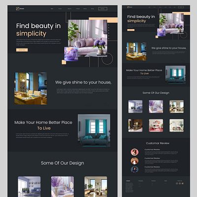 Flat Interior landing Page Design design graphic design landing page ui kit ui ux ui ux design user interface web application web design web ui website design