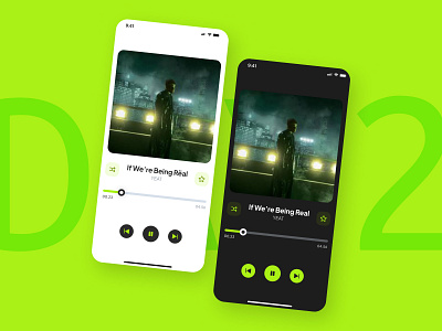 Light & Dark Mode Music Player Screen app dark mode green music player screen ui ui component ui screen