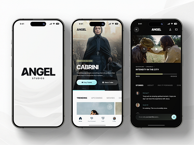 Angel Studios Redesign app carousel chat design discover home ios iphone iphone 14 pro movies player scrubber slider splash ui video watch