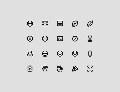 Icons 💀 24 basketball bike cute football gameboy icon iconography icons illustrations line pizza skull surfboard