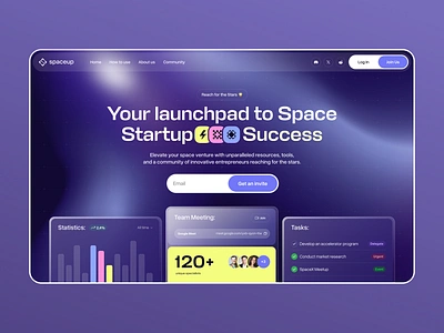 Space Startup SaaS Landing cosmos hero section landing page space starup universe user interface web design