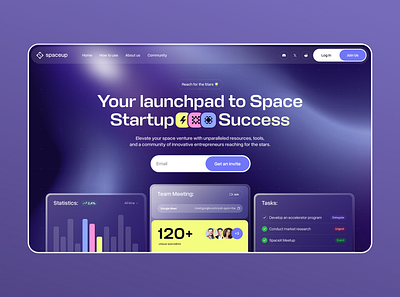 Space Startup SaaS Landing cosmos hero section landing page space starup universe user interface web design