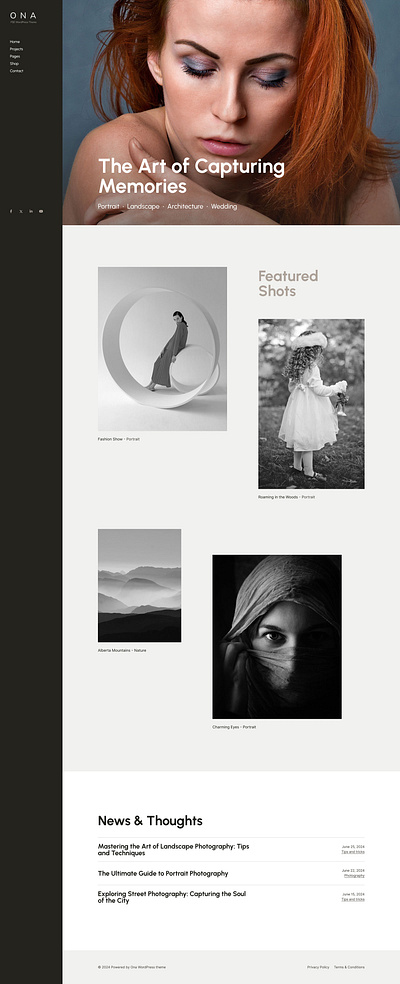 Ona Photography clean creative minimal modern theme wordpress