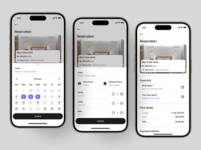 Reservation - Hotel Booking App [StayEase] application booking clean counter date picker design hotel mobile mobile app people reservation reserve ui uidesign ux