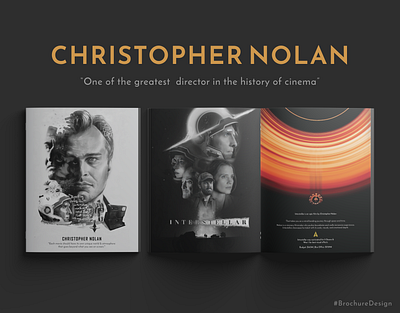 Brochure Design of Christopher Nolan Movies art artwork branding brochure brochure design christopher nolan design graphic design illustration illustrator interstellar logo mockup movies oppenheimer the dark knight