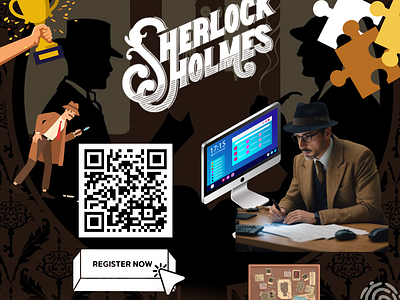 Sherlock Holmes poster design graphic design logo ui