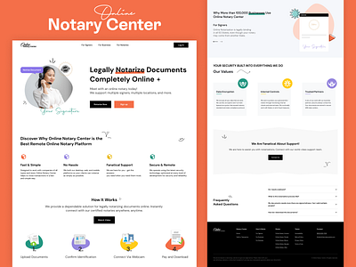 Online Notary Center - Landing Page branding design figma illustration landing page notary showcase typography ui ui design vector web design