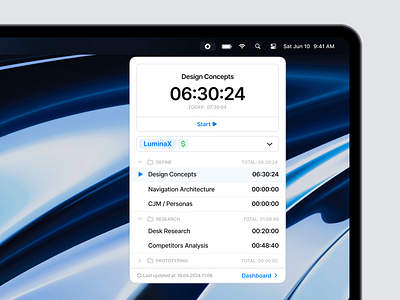 Time tracker modal apple design clean design digital interaction ios macos minimalism modal planing pop up product design saas software task tracker time time estimated time tracker timer ui design