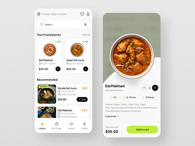 Food App UI Design app design delivery app delivery services fluttertop food and drink food app food app ui food application food apps food delivery food delivery app food delivery application food delivery service food design food order food ordering app mobile app design restaurant app snacks ordering application uiux