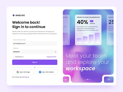 Sign-In Interface Design for Web App design figma form log in registration sign in sign up task manager ui ui design ux web design website work space
