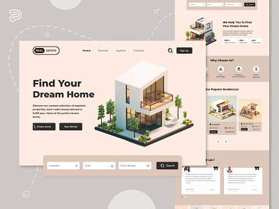 Real Estate - Website Design ai animation branding colorful web design dream home ecommerce figma graphic design home homepage illustration logo property real estate ui ui design web design website website design