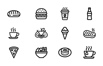 Minimalist Food and Drink Line Icons Set food icon icon design icon sets outlined icon simple icon