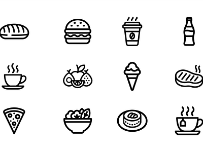 Minimalist Food and Drink Line Icons Set food icon icon design icon sets outlined icon simple icon