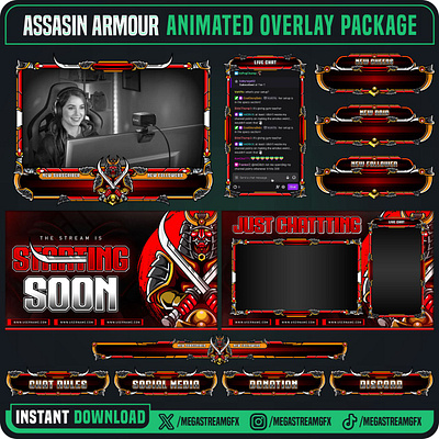 Assasin Armour Twitch Overlay - Stream Overlay japanese overlays stream layout stream overlay twitch overlay