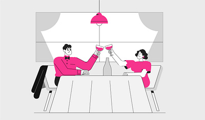 Romantic Dinner Date: An Evening to Remember 🌹🍷 2d artowrk 3d aniamtion branding character design graphic design illustration logo motion graphics ui vector