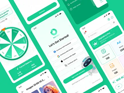 ChatGPT AI Content writer App ai app chatgpt clean app figma green mobile uikit