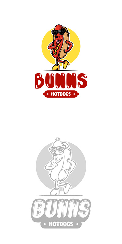 Design Project - Bunns Hotdogs branding bun business cartoon character design fastfood food hotdog illustration isolated logo sexy