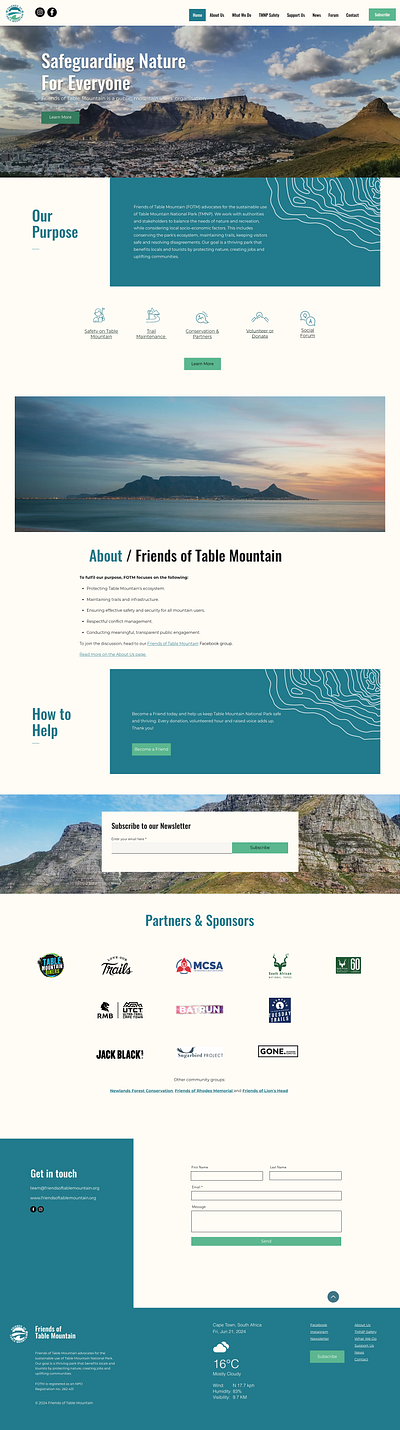 Friends of Table Mountain Website branding design front end ui web design website design