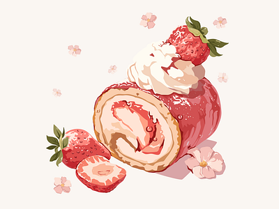 Strawberry Cake Roll Illustration cake roll graphic design illustration illustrator
