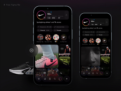 Instagram UI Concept + freebie app blur dark theme feed instagram modern simple social network ui