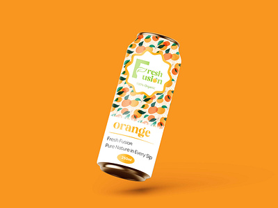 Fresh fusion juice can label design packaging | mockup brand identity branding can label design fresh fusion graphic design identity juice can label label deisgn label design logo mockup packaging packaging design print product ads design social