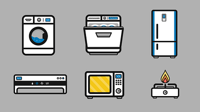 Modern Home Appliances Animated Icon Set animation design graphic design illustration ui ux vector