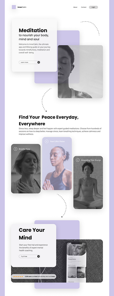 Meditation Platform landing page meditation meditation app meditation website mobile app website