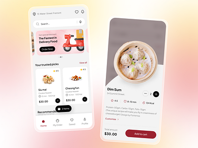 Restaurant App Design app design delivery app design dimsim fluttertop food and drink food app food app ui food delivery food delivery app food delivery application food ordering app mobile app restaurant restaurant app ui uiux user experience user interface ux