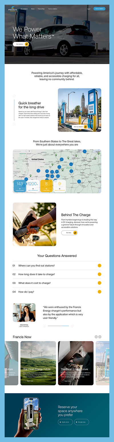 Francis Energy // Web Design electric electric car energy ev ev charging green energy service service company web design