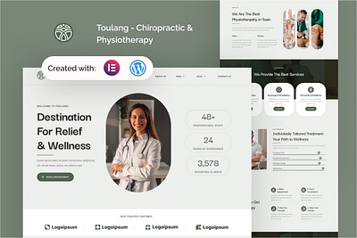 Toulang - Chiropractic & Physiotherapy Elementor Template Kit elementor minimalist ui ux web design wellness