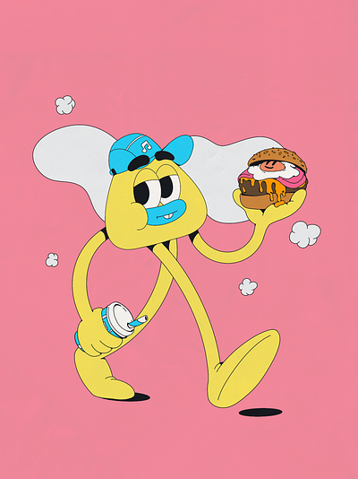 Morning Pals - Cody 2d burgers character character design design graphic design illustration poster procreate vintage