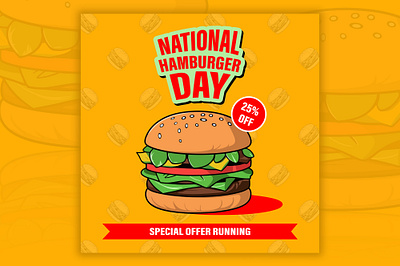 National hamburger day ad post design ad ads branding burger fast food ad hamburger offer ad post