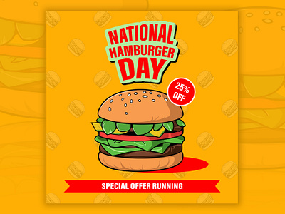 National hamburger day ad post design ad ads branding burger fast food ad hamburger offer ad post